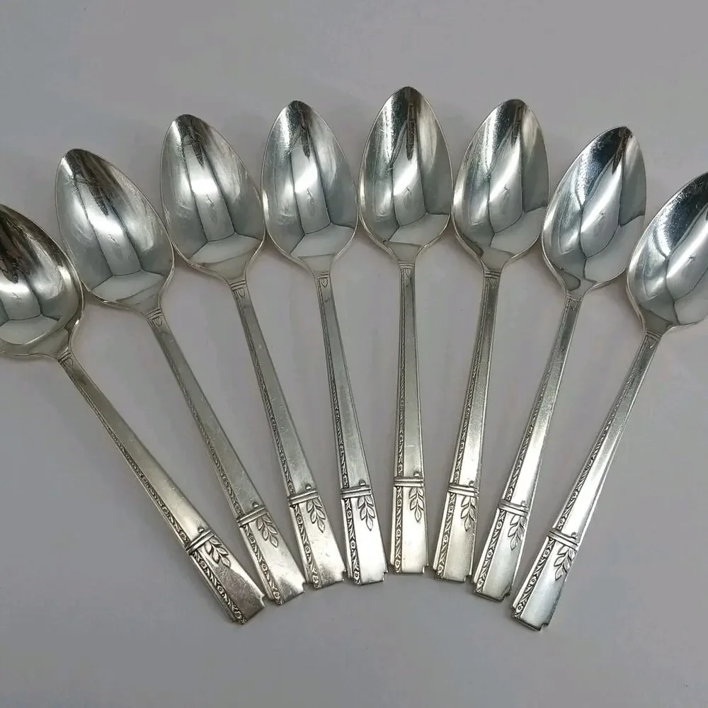 8X Tsp Oneida Prestige GRENOBLE Silverplate Teaspoons 1938 Flatware Silverware